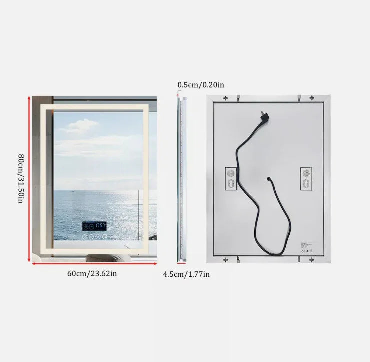 LED Bathroom Mirror 60x80cm Bluetooth Smart Display - Interior Ave