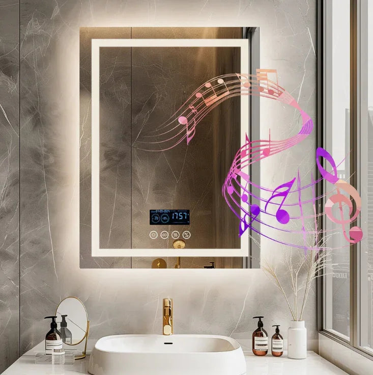 LED Bathroom Mirror 70x90cm Bluetooth Smart Display - Interior Ave