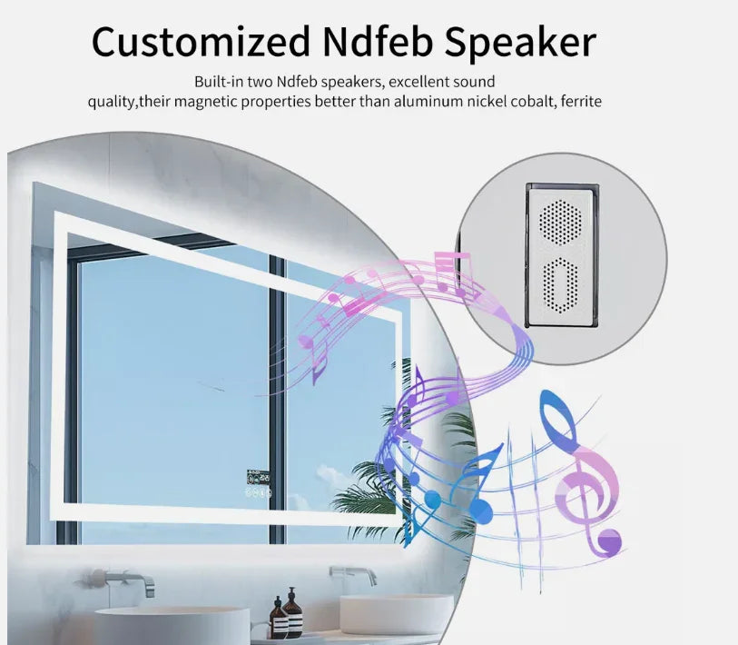 LED Bathroom Mirror 70x90cm Bluetooth Smart Display - Interior Ave