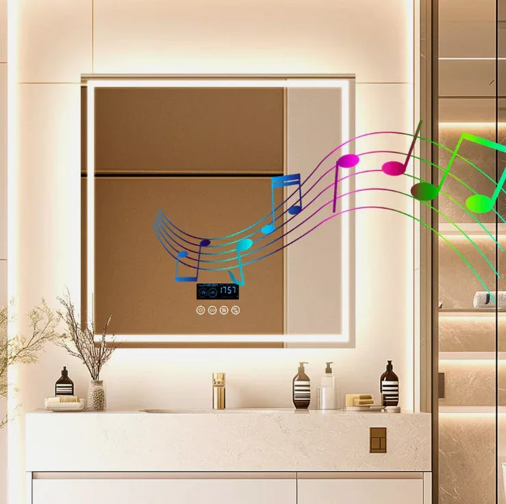 LED Bathroom Mirror Square 80x80cm Bluetooth Smart Display - Interior Ave