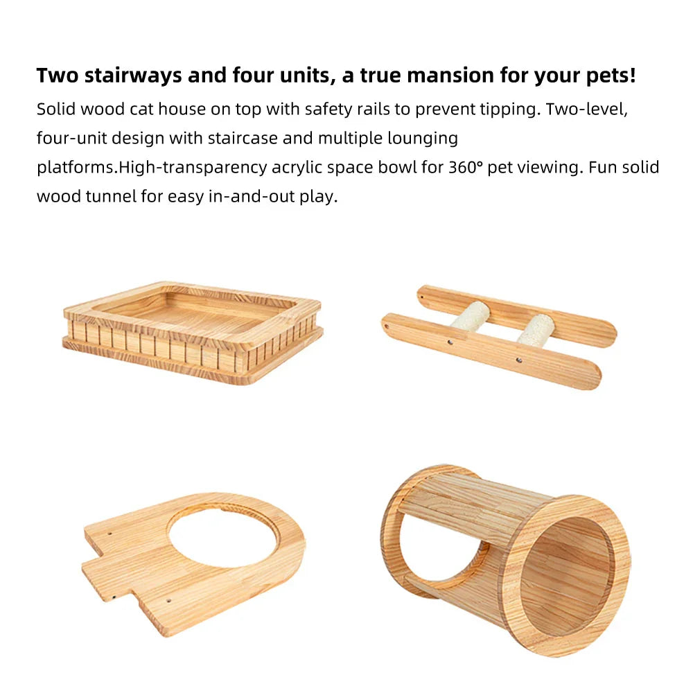 HONEYPOTCAT 176cm Majestic Wood Cat Tree - Multi-Level Retreat