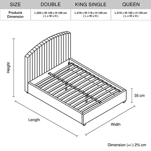 Camelia Double Size Bed Frame Pink Velvet Upholstery High Headboard Quality Slats Metal Structure - Flea Market
