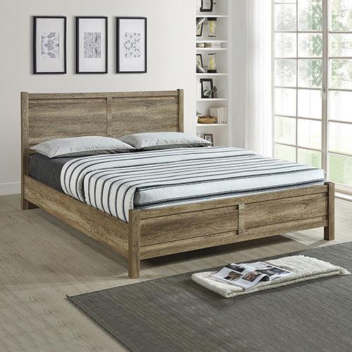 Queen Size Bed Frame Natural Wood like MDF in Oak Colour - Flea Market