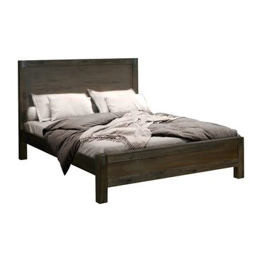 Bed Frame King Size in Solid Wood Veneered Acacia Bedroom Timber Slat in Chocolate - Flea Market