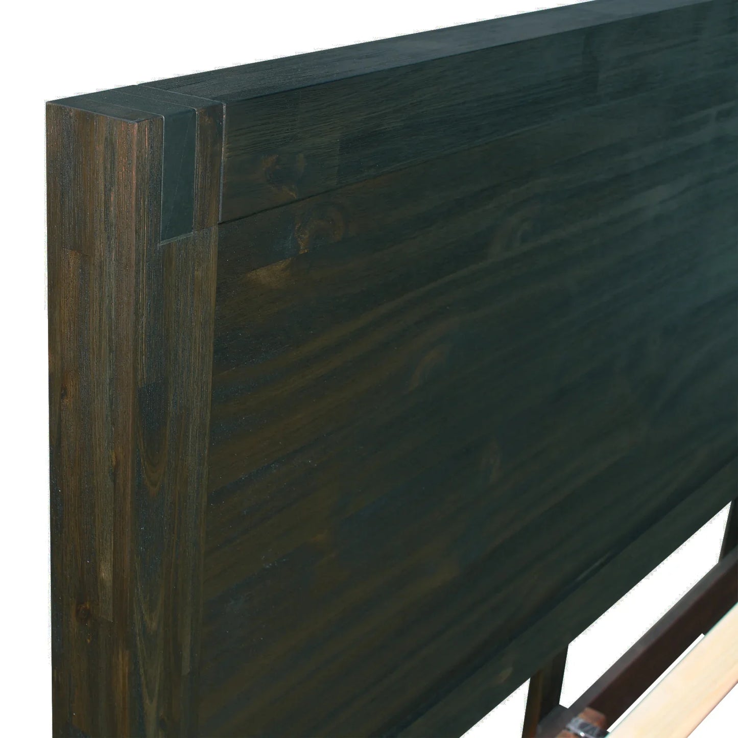 Bed Frame King Size in Solid Wood Veneered Acacia Bedroom Timber Slat in Chocolate - Flea Market