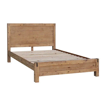 Bed Frame Queen Size in Solid Wood Veneered Acacia Bedroom Timber Slat in Oak - Flea Market