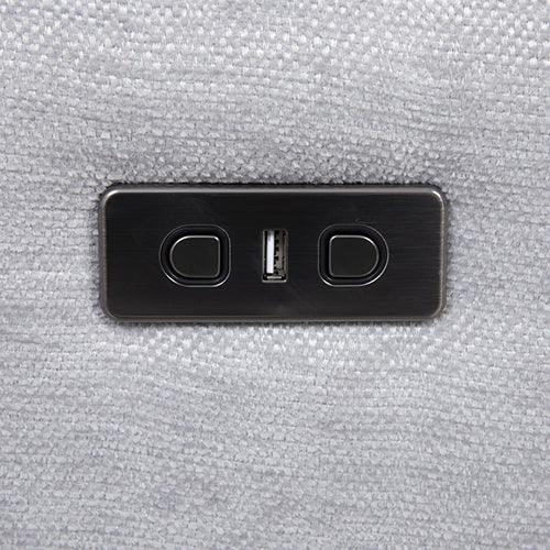 Large Corner Modular Lounge Suite in Light Grey Fabric Electric Recliner - Flea Market