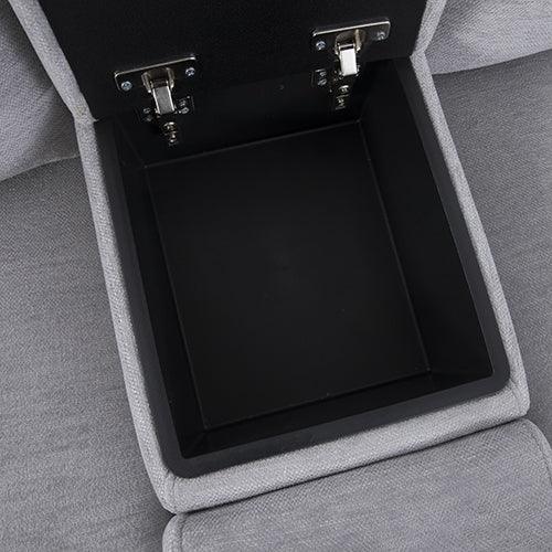 Large Corner Modular Lounge Suite in Light Grey Fabric Electric Recliner - Flea Market