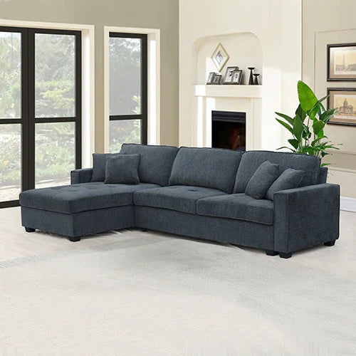 Corner Sofa Chaise Polyester Fabric Multilayer Two Pillows Individual Pocket Spring - Flea Market