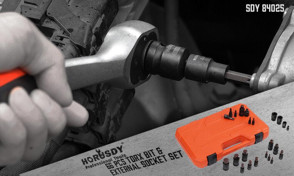 HORUSDY 66pc Torx Bit Socket Set Female External Impact Adapter
