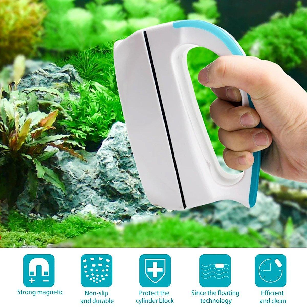 Magnetic Aquarium Cleaner Medium Algae Brush Glass Scraper