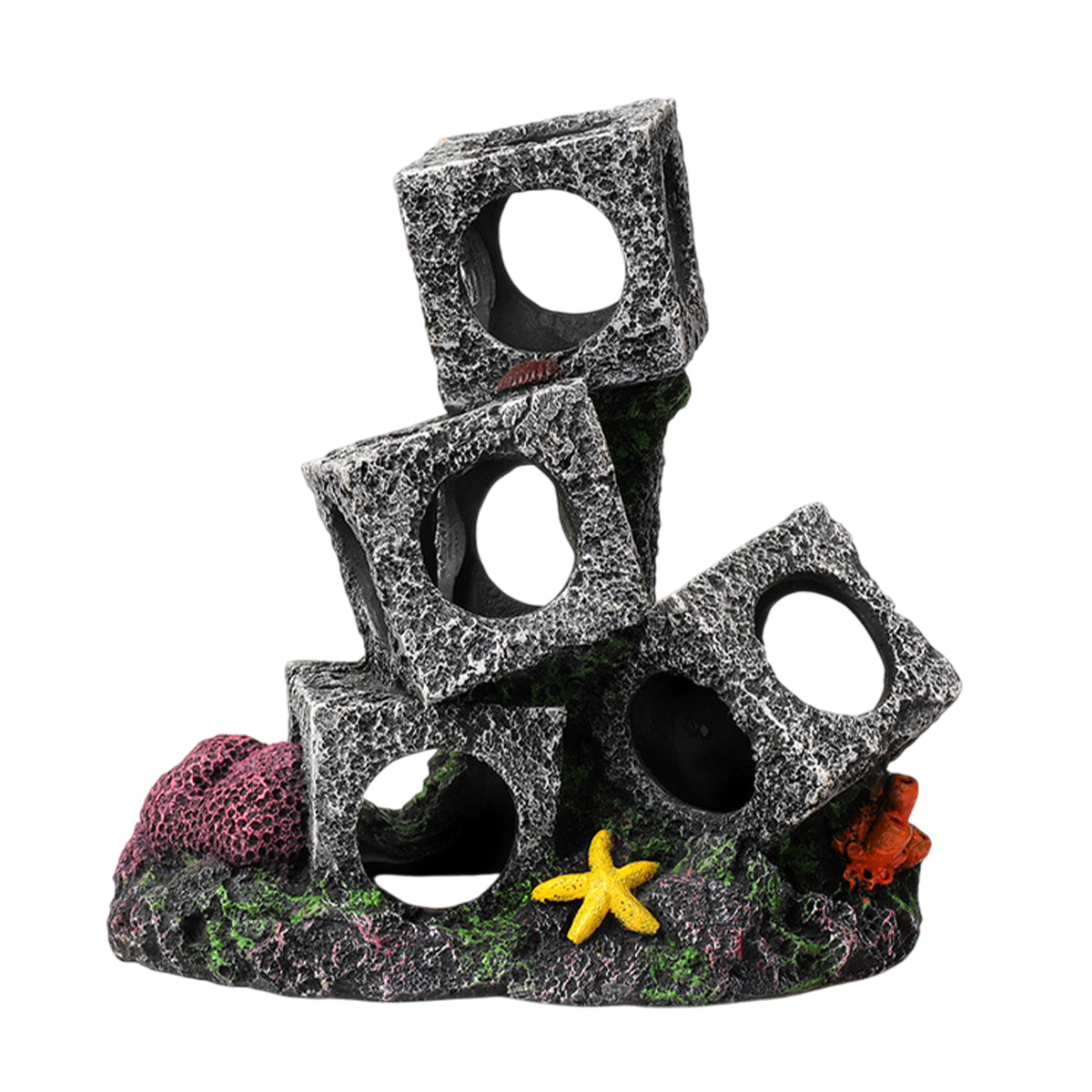 Aquarium Shrimp Shelter 3-Cube Stone Cave Breeding Hiding Decor