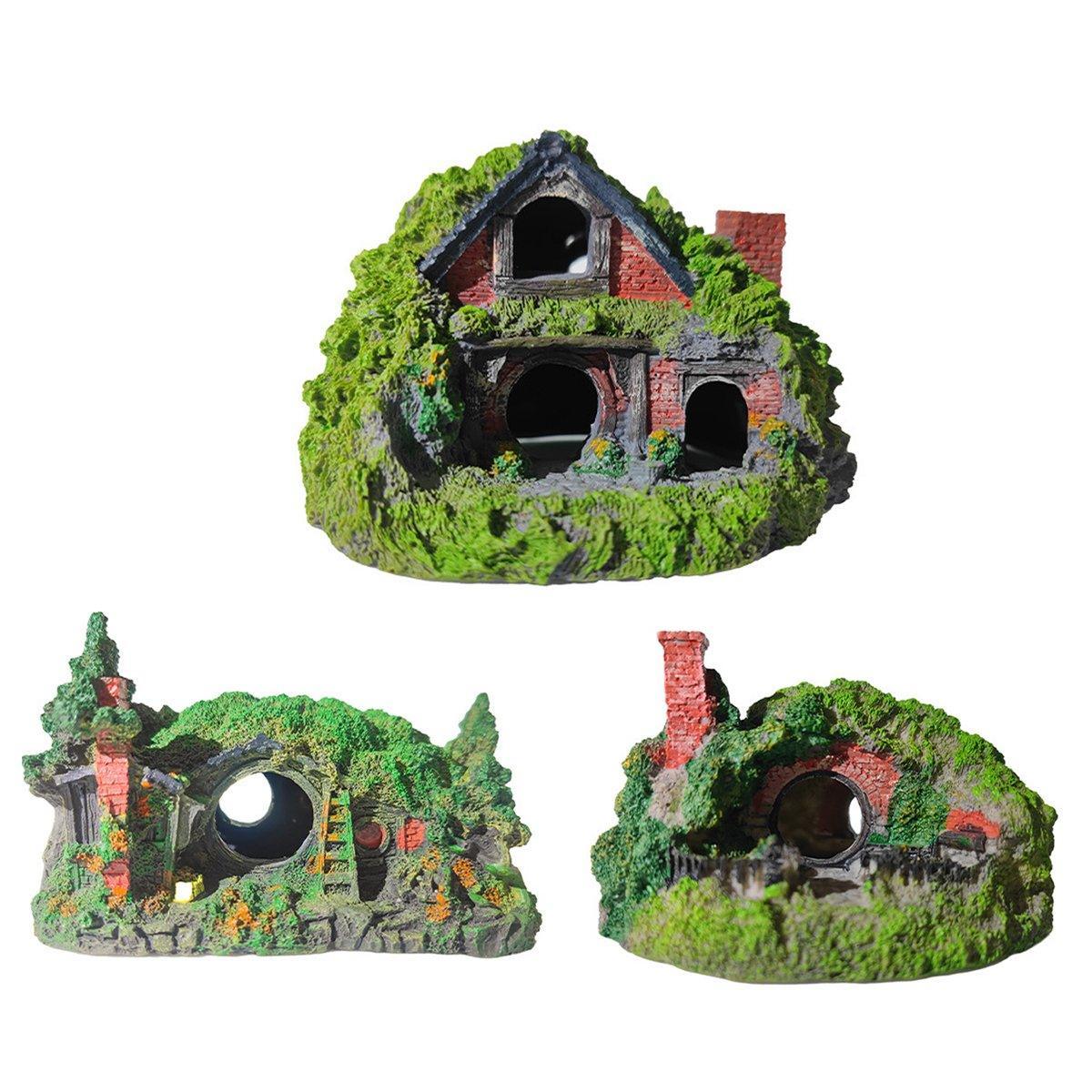 Aquarium Grass House Ornament 16x11x10cm Resin Hideaway Decoration