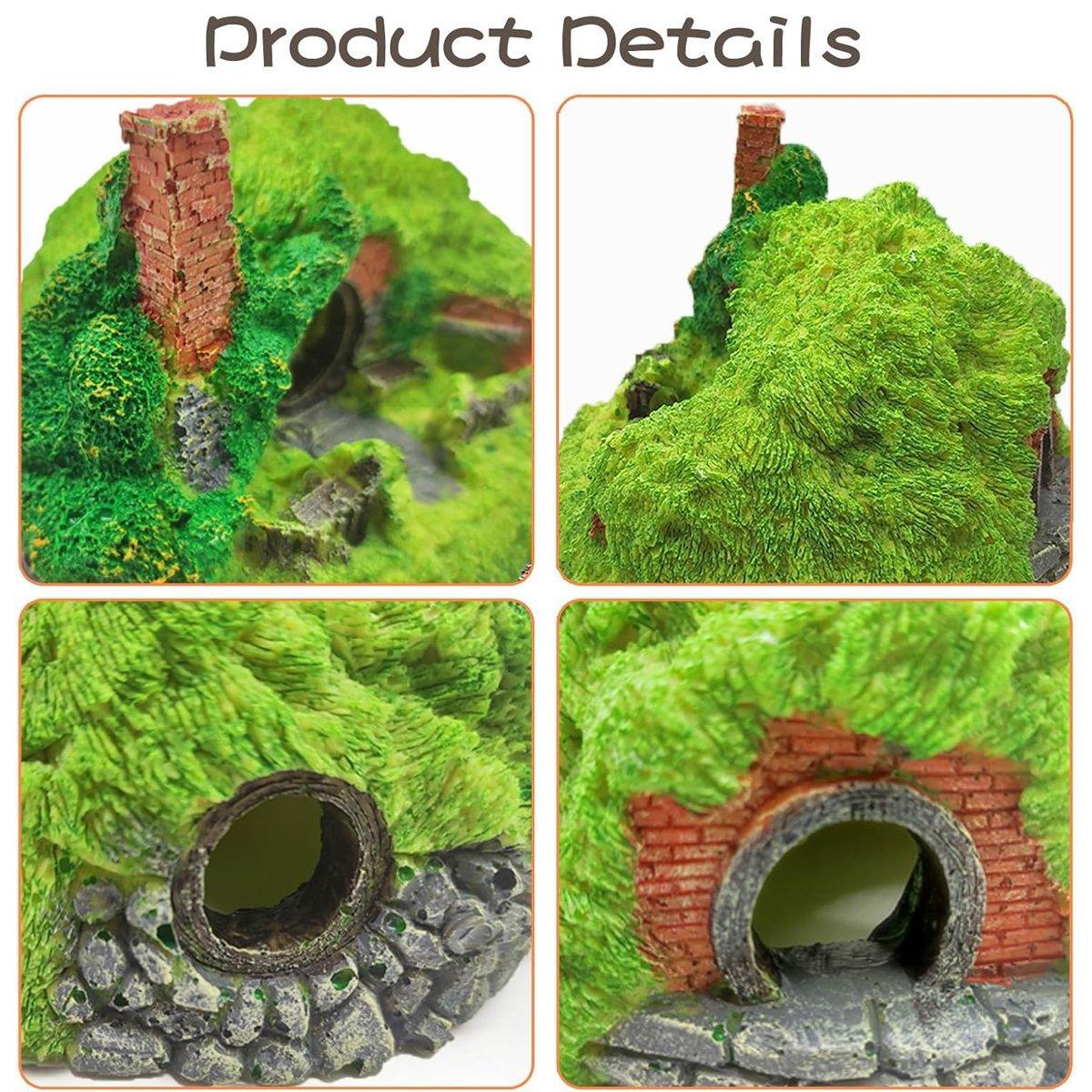 Aquarium Grass House Ornament 16x11x10cm Resin Hideaway Decoration