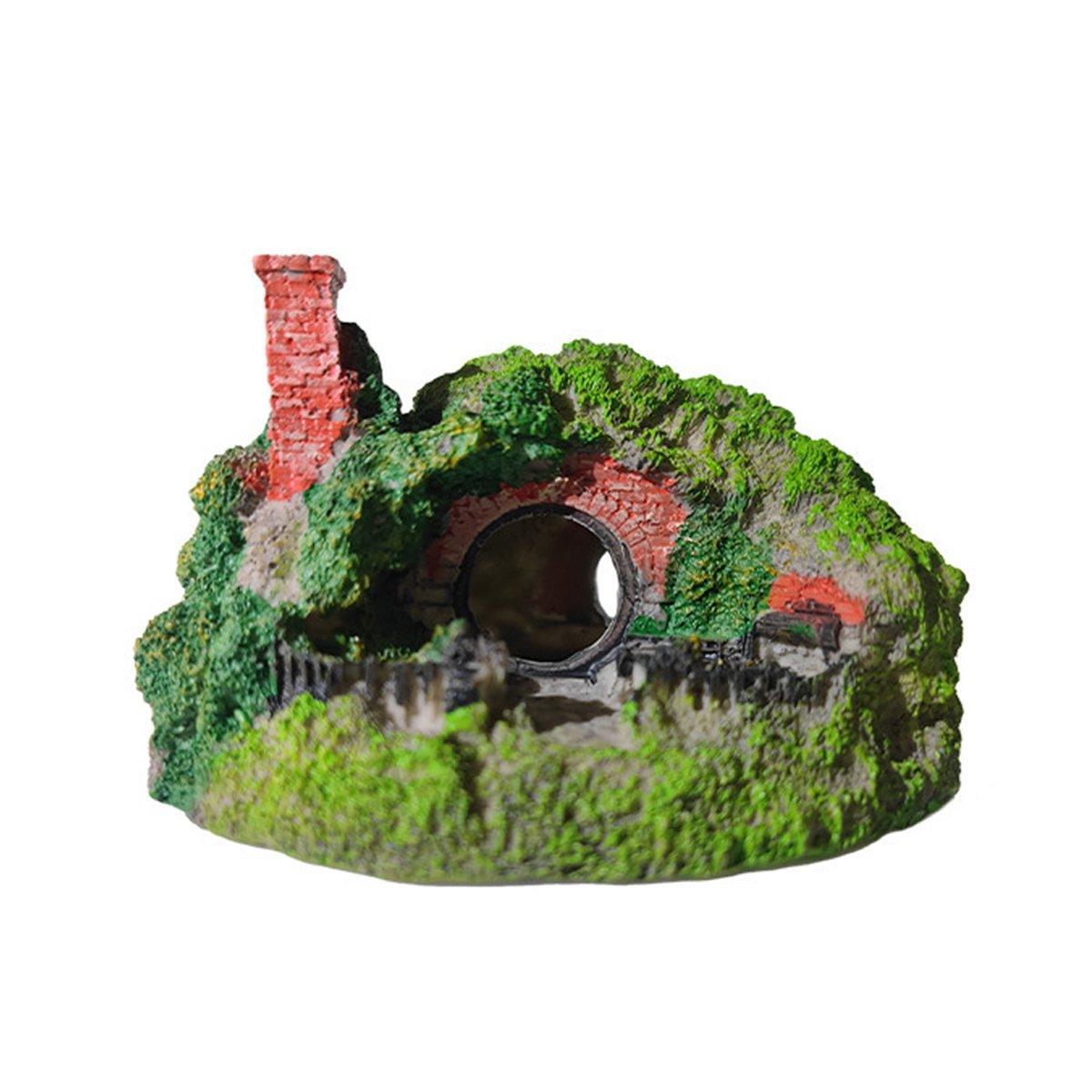 Aquarium Grass House Ornament 16x11x10cm Resin Hideaway Decoration