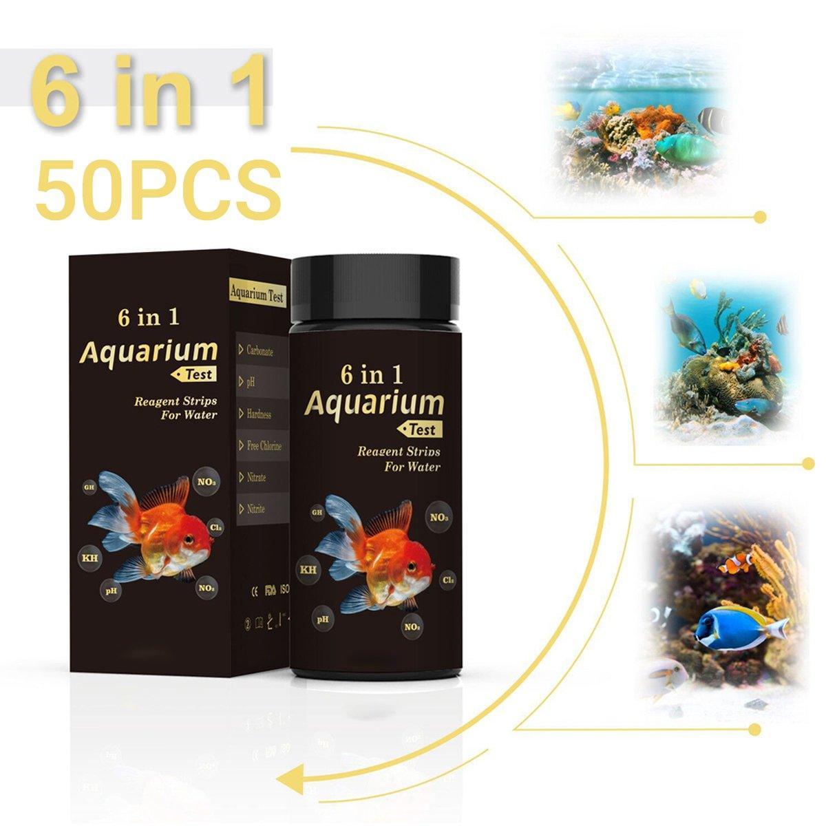 Aquarium Test Strips 50pcs 6-in-1 Water Quality Testing Kit