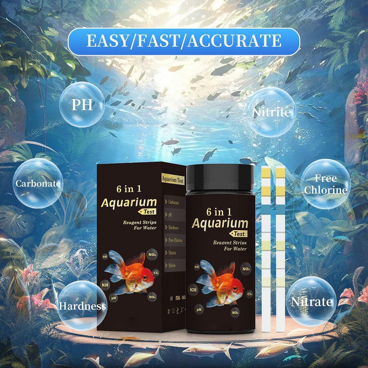 Aquarium Test Strips 50pcs 6-in-1 Water Quality Testing Kit