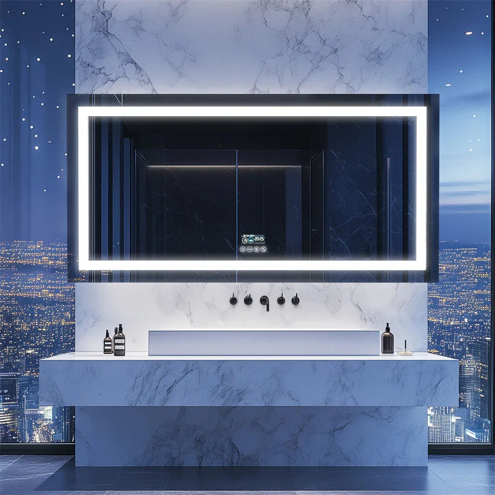 LED Bathroom Mirror 1600x800mm Bluetooth Music Anti-Fog - Fin Jumbo