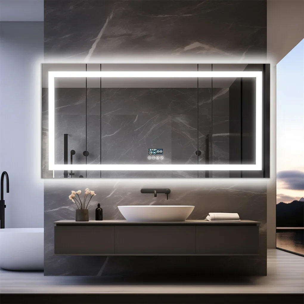 LED Bathroom Mirror 1600x800mm Bluetooth Music Anti-Fog - Fin Jumbo