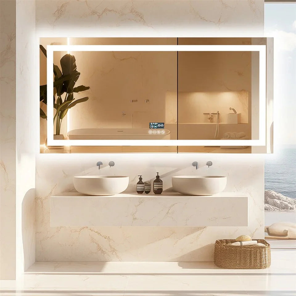 LED Bathroom Mirror 1600x800mm Bluetooth Music Anti-Fog - Fin Jumbo