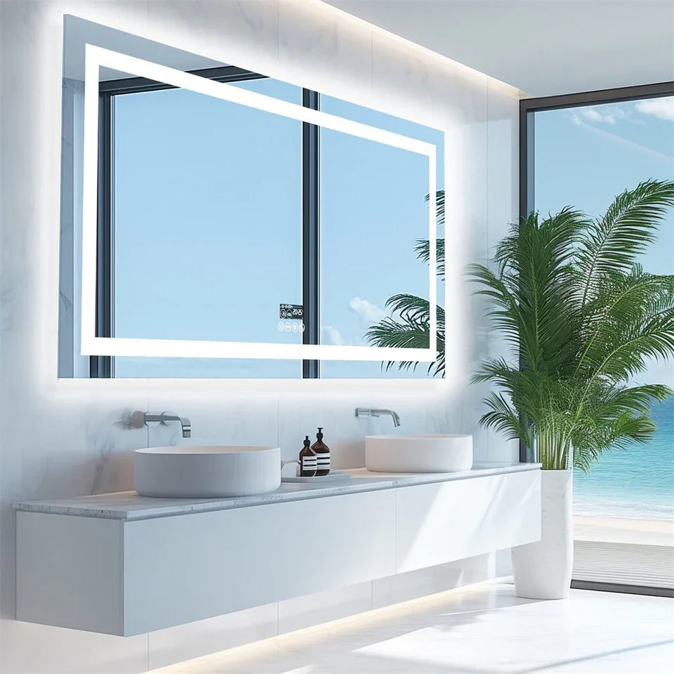 LED Bathroom Mirror 1600x800mm Bluetooth Music Anti-Fog - Fin Jumbo
