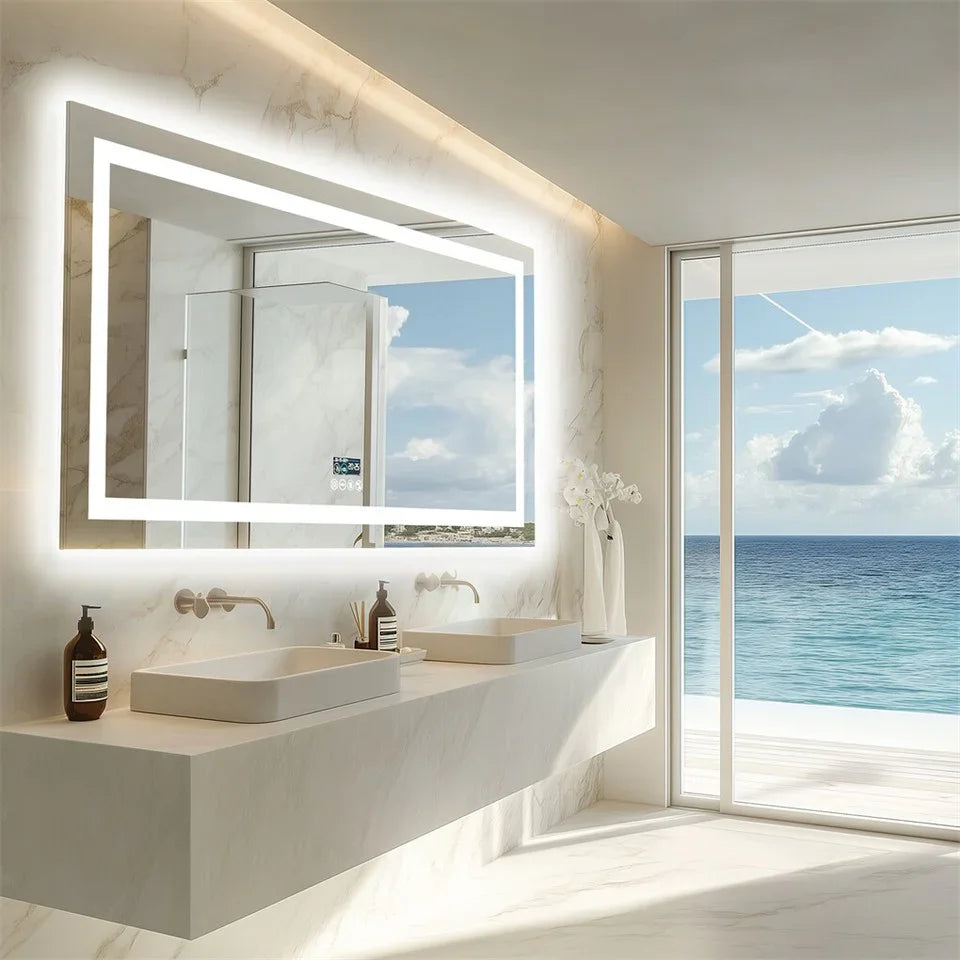 LED Bathroom Mirror 1600x800mm Bluetooth Music Anti-Fog - Fin Jumbo