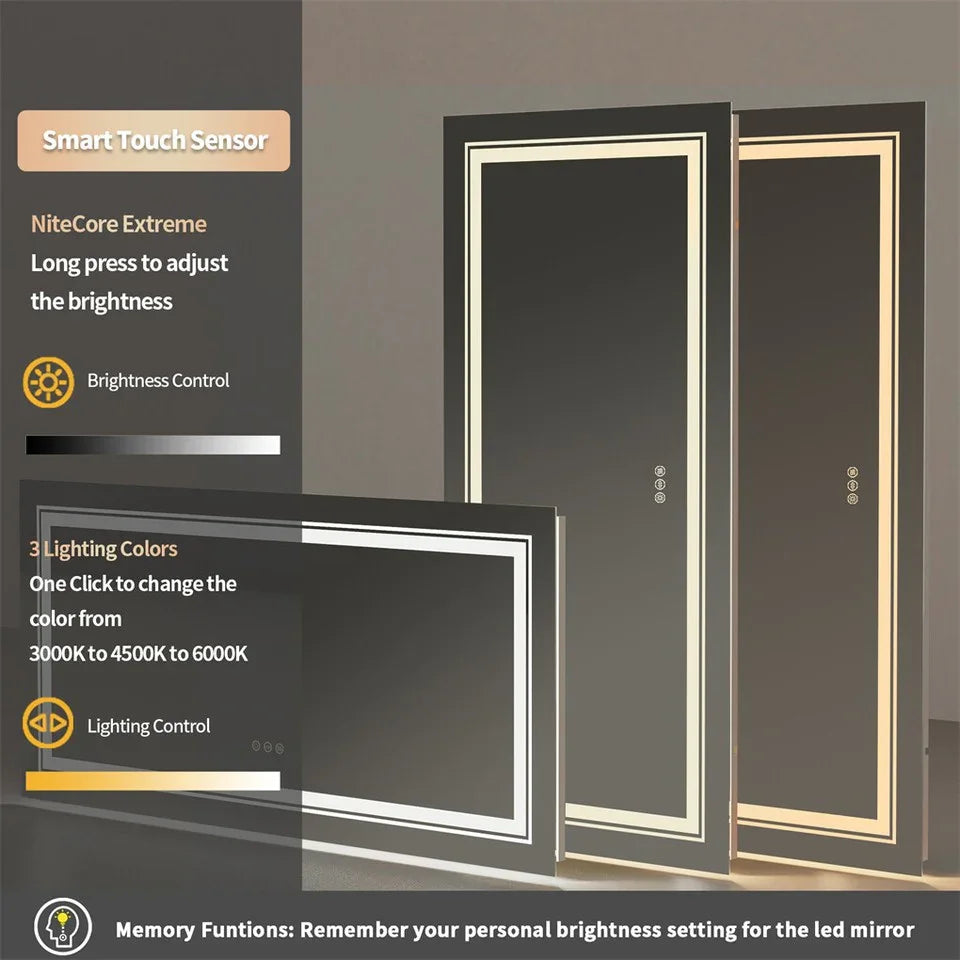 LED Bathroom Mirror 1830x900mm Oversize Dual Light Anti-Fog - LUVODI