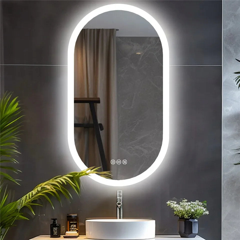 Premium Oval LED Anti-Fog Bathroom Mirror