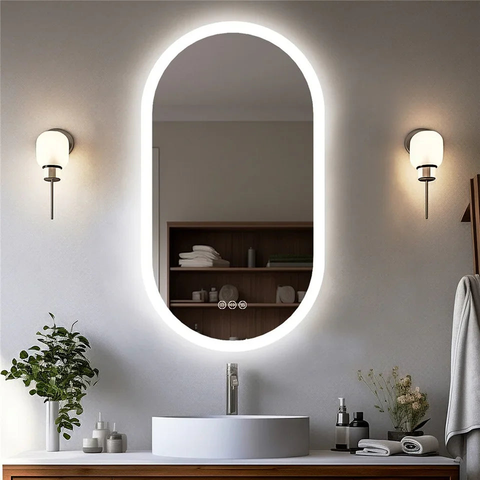 Premium Oval LED Anti-Fog Bathroom Mirror