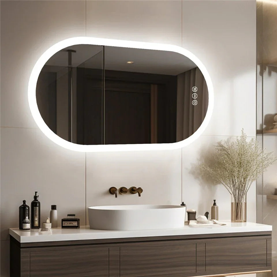 Premium Oval LED Anti-Fog Bathroom Mirror