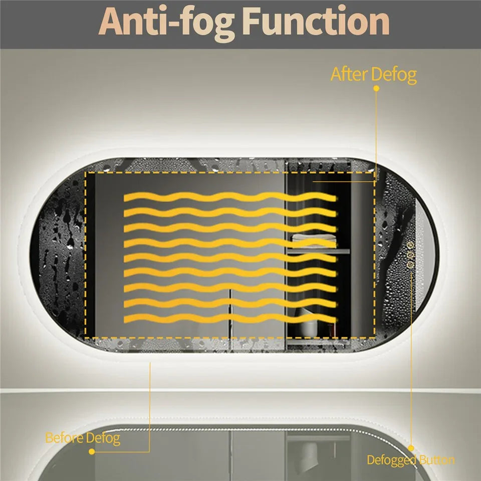 Premium Oval LED Anti-Fog Bathroom Mirror