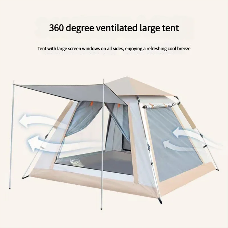 Waterproof Family Camping Tent 240x240x155cm Awning Carry Bag Cloudy Gray