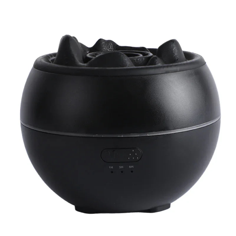 Volcanic Flame Aroma Diffuser 360ml - Black Crack Style Ultrasonic LED Humidifier