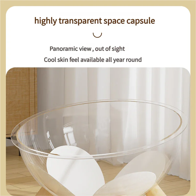 Luxury Transparent Cat Bed - Wooden Legs Acrylic Pet Nest