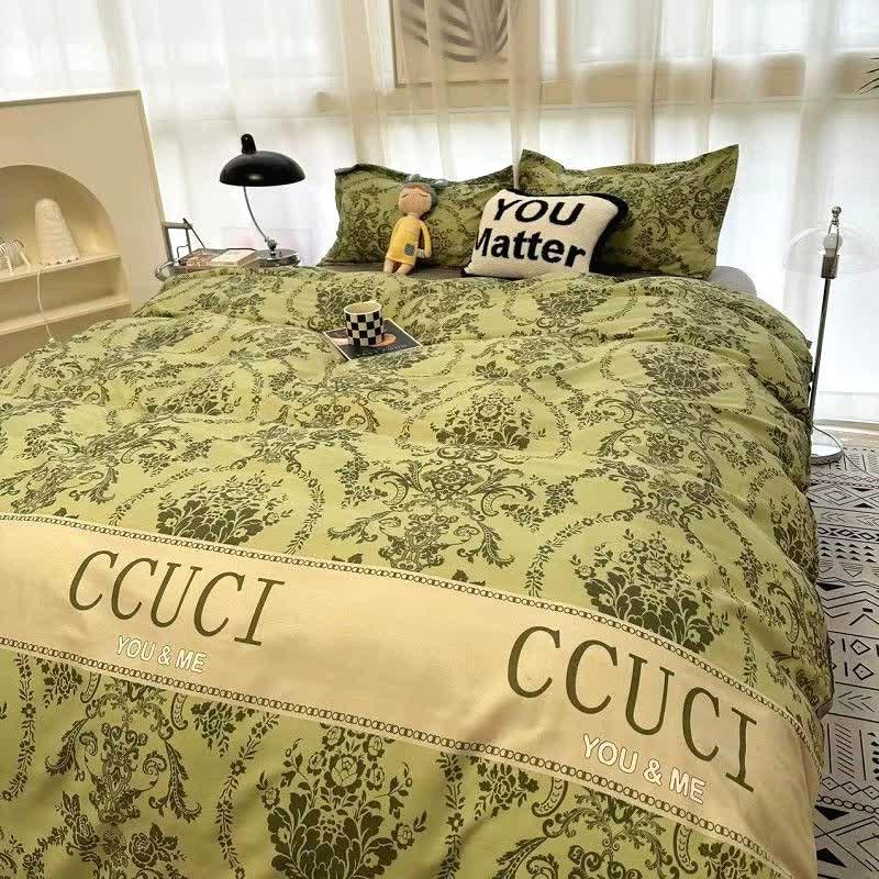 Green Floral 4-Piece Bedding Set Kids Single - Soft Lovely Comforter with Pillowcases