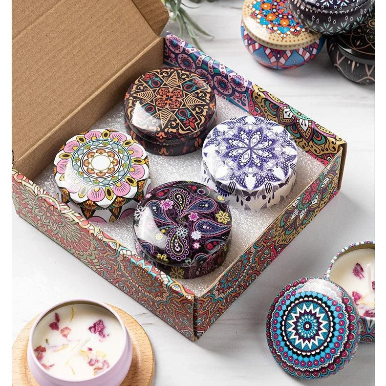Small Scented Candle Set (Jasmine)- 4 Soy Wax Candles - Flea Market