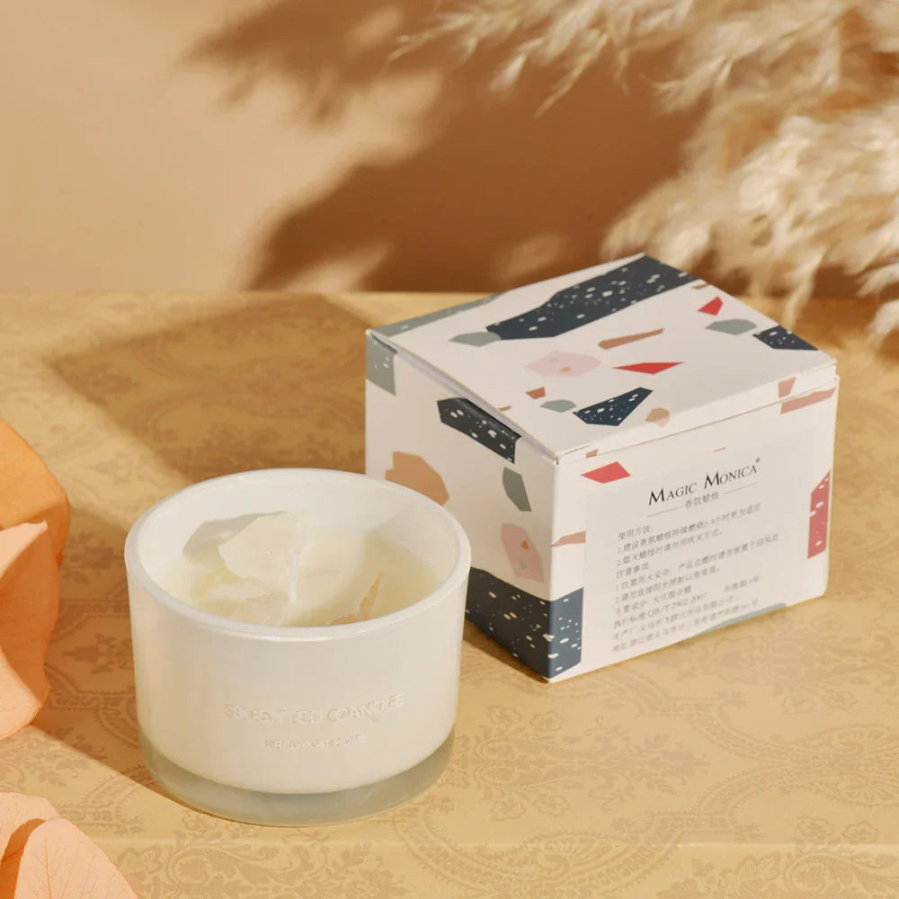 3 PCS Freesia Macaron Crystal Stone Scented Candles - Aromatherapy Gift Set