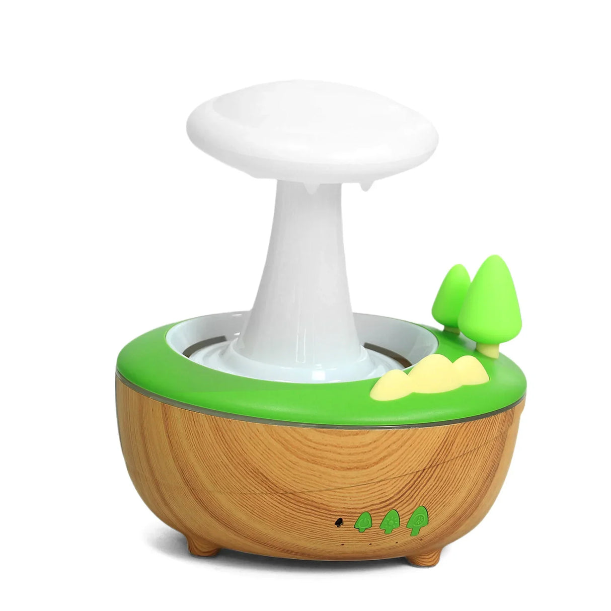 Raindrop Mushroom Aroma Diffuser 280ml - Light Woodgrain Ultrasonic LED Humidifier