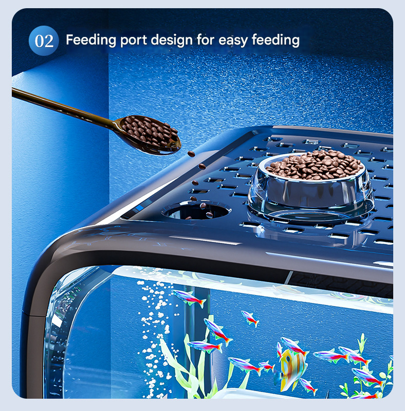 Desktop Aquarium 40cm Turtle Tank Panoramic Basking Platform Brown