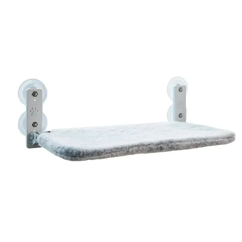 Foldable Window Cat Perch - 52x30cm Faux Rabbit Fur Hammock