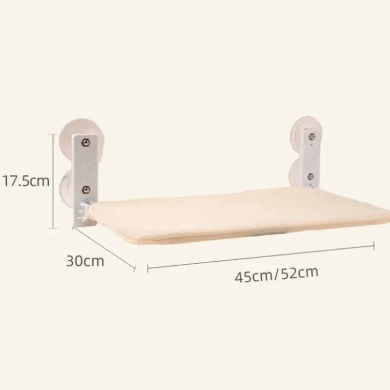 Foldable Window Cat Perch - 52x30cm Faux Rabbit Fur Hammock