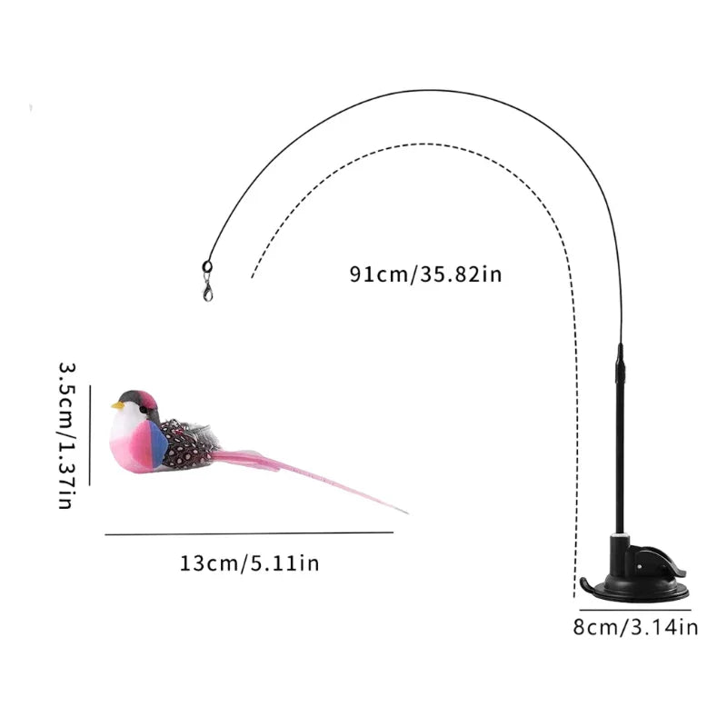 Interactive Self-Play Cat Wand - Suction Base Bouncing Teaser