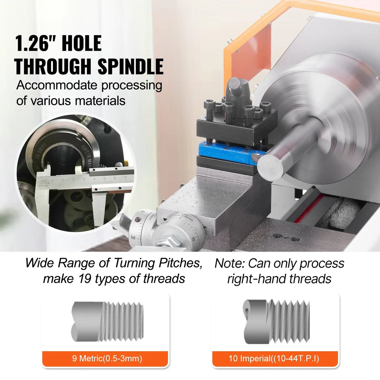 VEVOR Mini Metal Lathe 180x400mm 800W 150-2500 RPM Benchtop