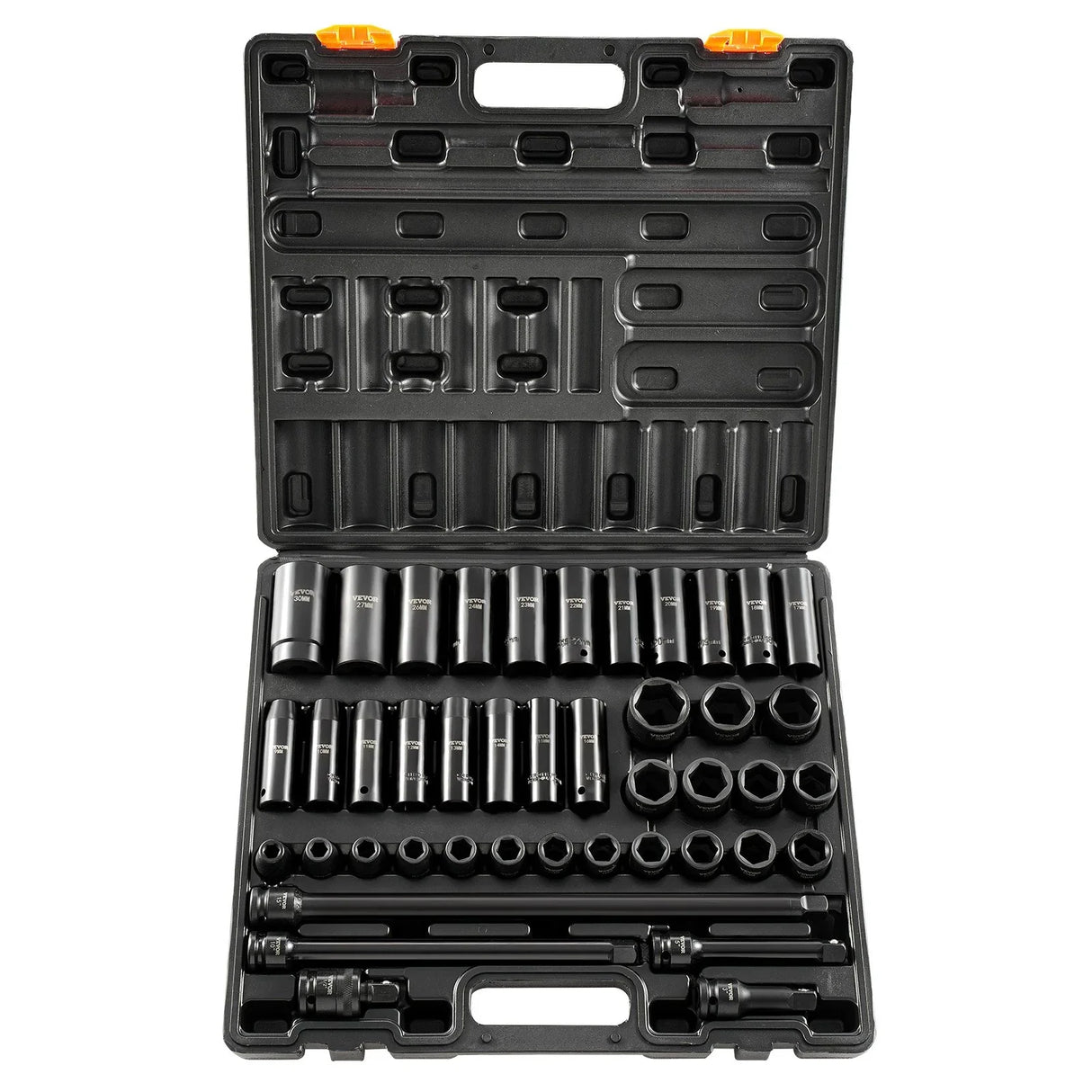 VEVOR 43pc Impact Socket Set 6-Point Metric 9-30mm Standard Deep