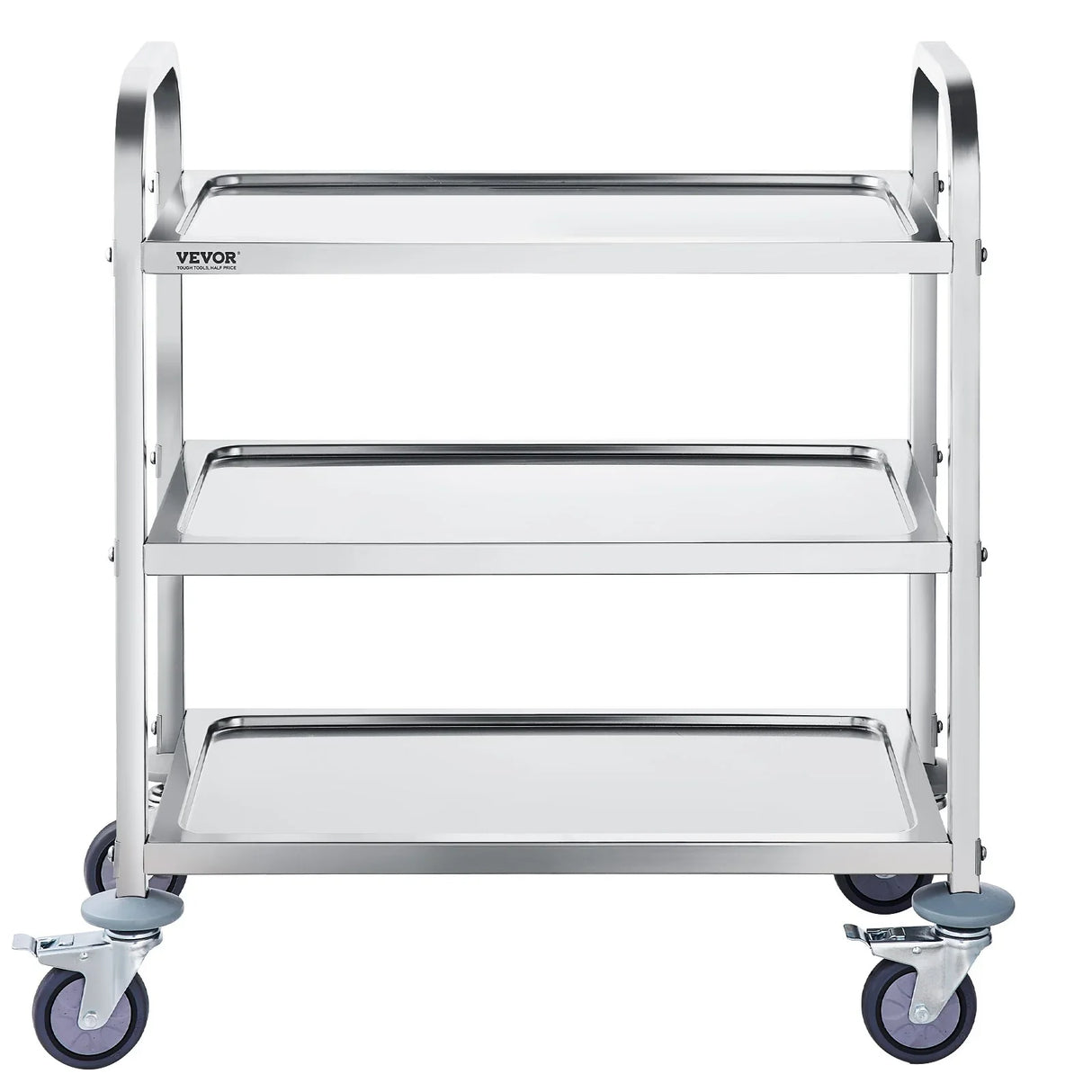 VEVOR Stainless Steel Cart, 3 Layers Lab Utility Cart 181 kg Weight Capacity, Medical Cart with Lockable Universal Wheels, for Lab, Clinic, Kitchen, Salon