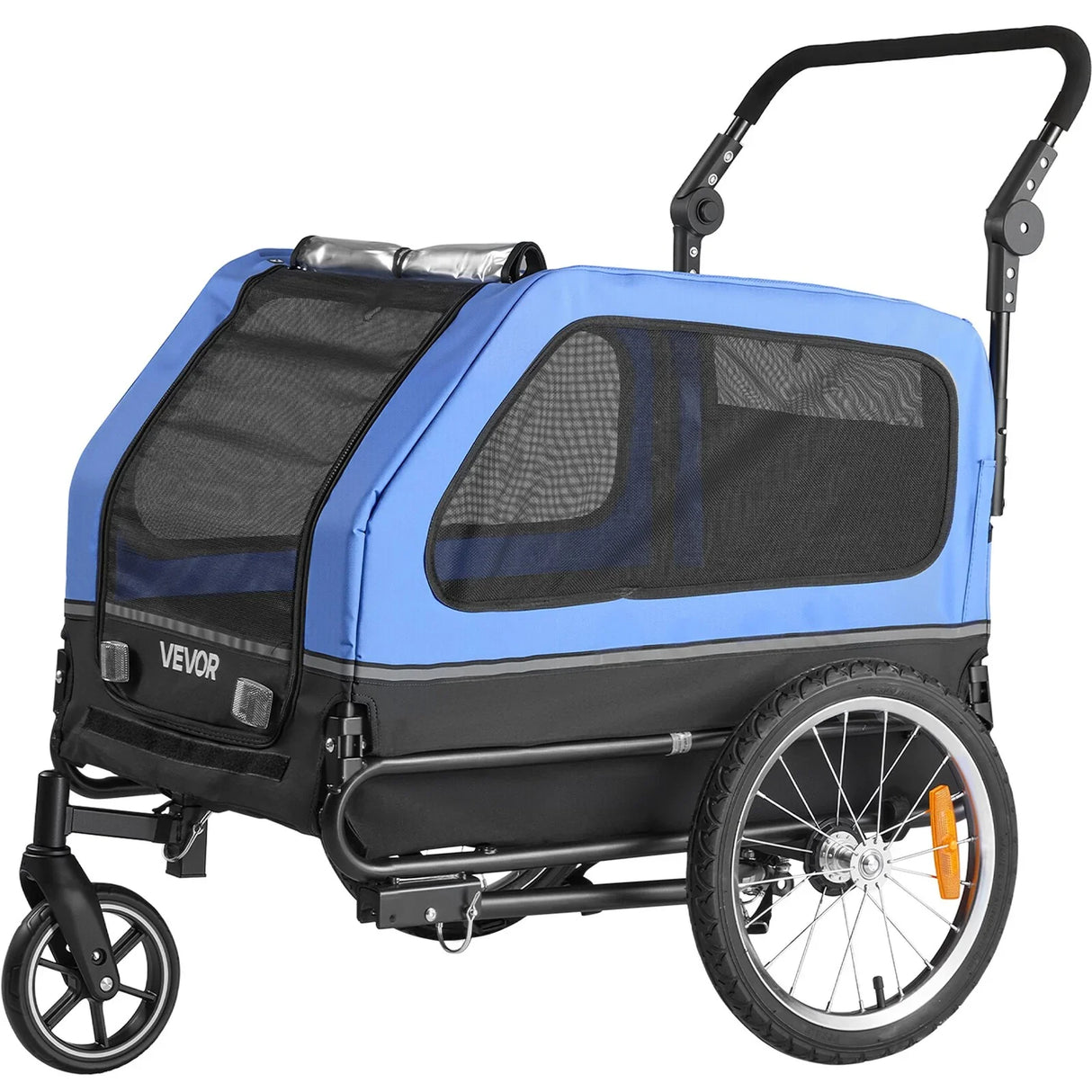VEVOR Dog Bike Trailer, Supports up to 40 kg, 2-in-1 Pet Stroller Cart Bicycle Carrier for Small & Large Dogs, Easy Folding Frame with Quick Release Wheel, Universal Bicycle Coupler, Internal Leash