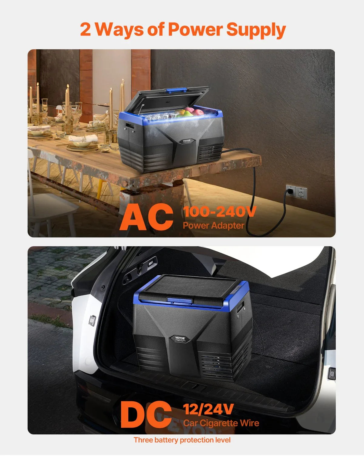 Vevor 20L Portable Car Fridge Freezer - 12V/24V Compressor Cooler