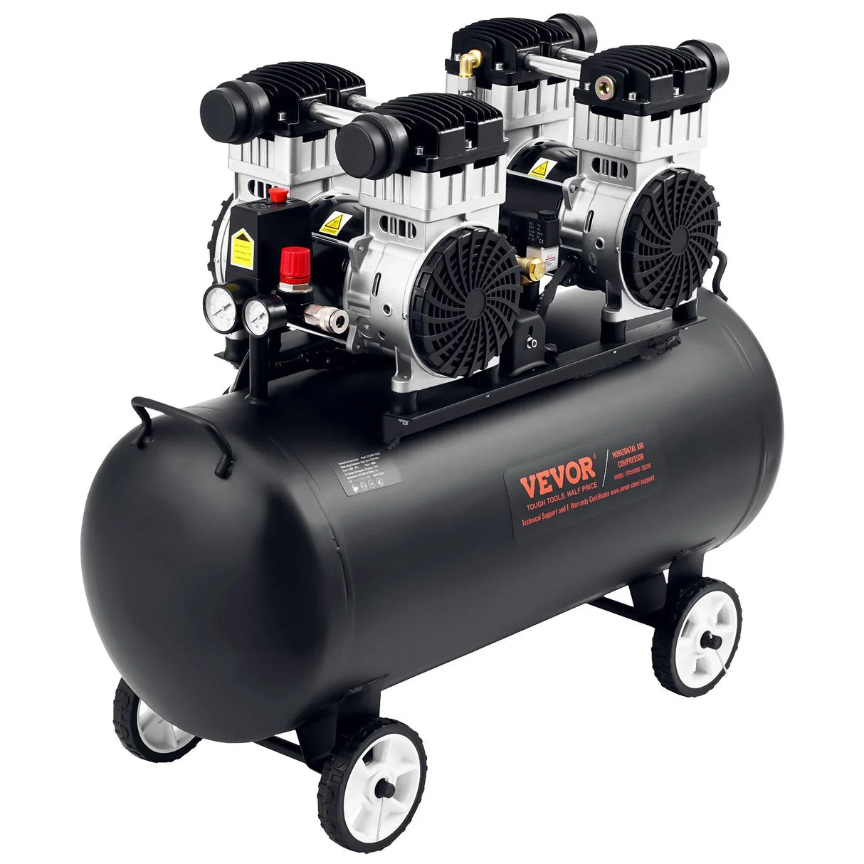VEVOR 75L Air Compressor Professional Oil-Free 90 PSI Heavy-Duty