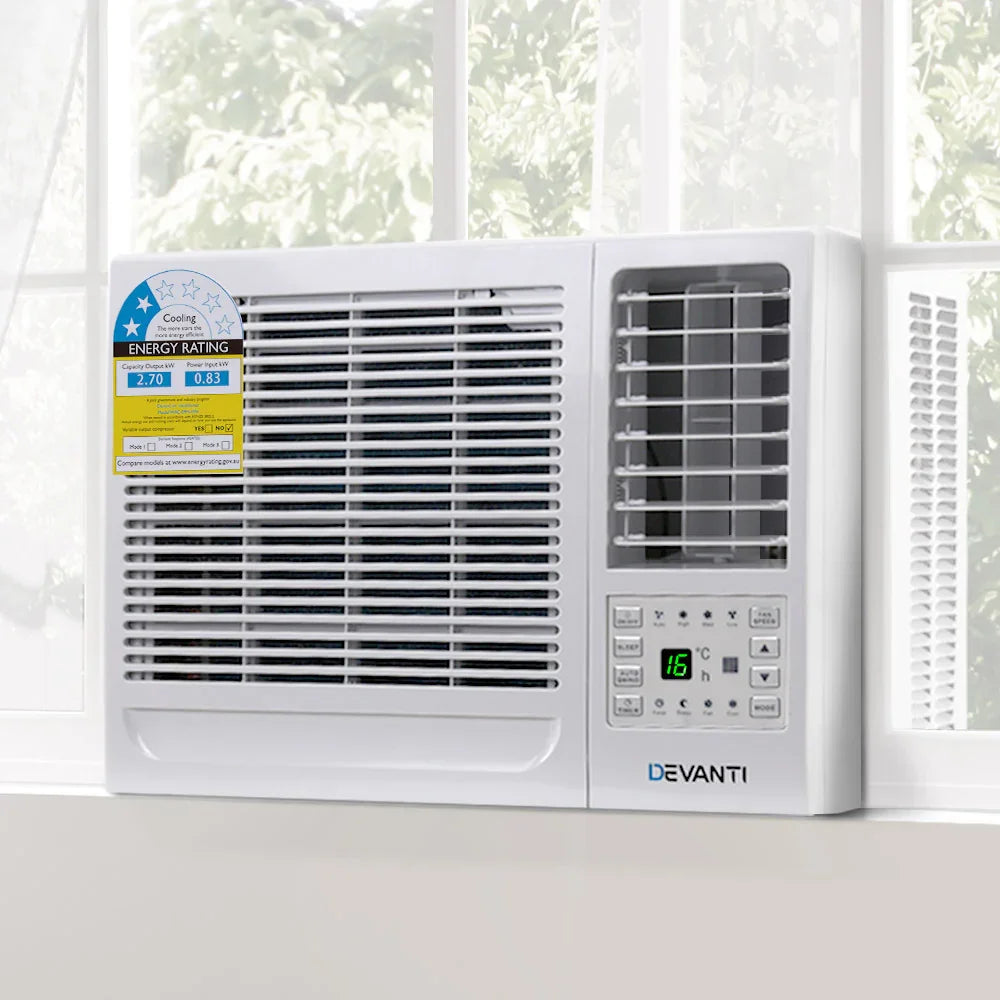 Devanti 2.7kW Window Air Conditioner - Compact Permanent Cooling