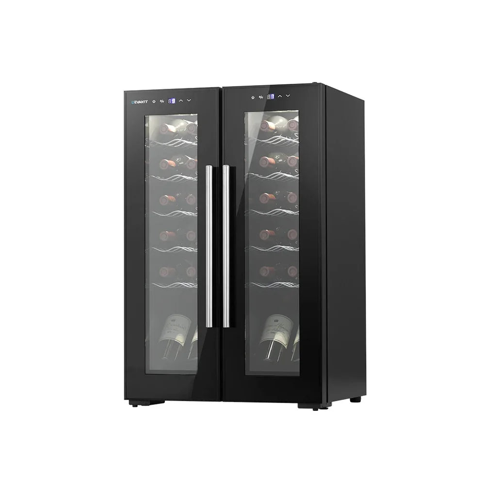 Devanti 24 Bottle Dual Zone Wine Fridge - Black